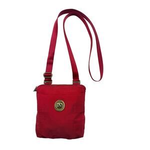 Baggallini Hanover Poppy Red Crossbody Purse Brushed Gold Hardware RFID Organize
